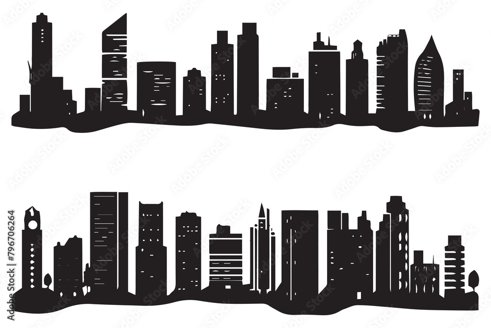 Obraz premium City buildings silhouette vector illustration isolated