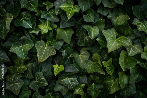 A close up of green ivy leaves