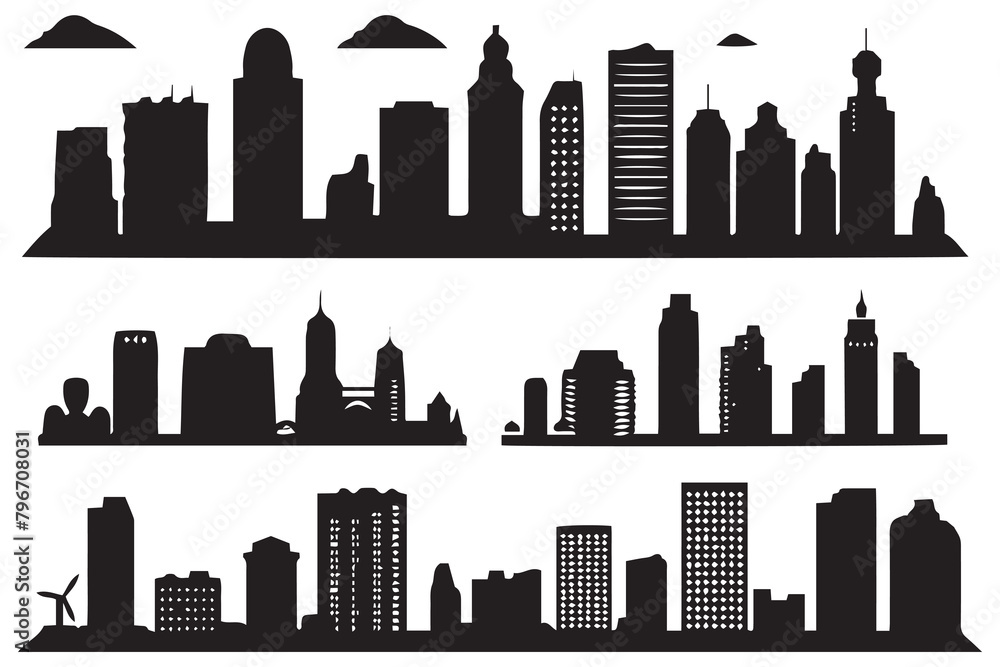 Obraz premium City buildings silhouette vector illustration isolated