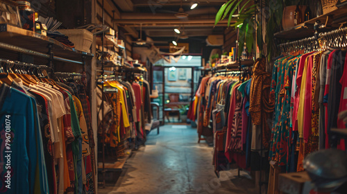Discover Eco-Friendly Trends in Sustainable Apparel: Second-Hand Clothing Store Illuminates the Slow Fashion Movement © Natchaya