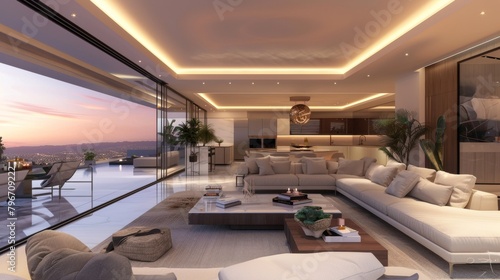 Luxurious penthouse with a private terrace AI generated illustration