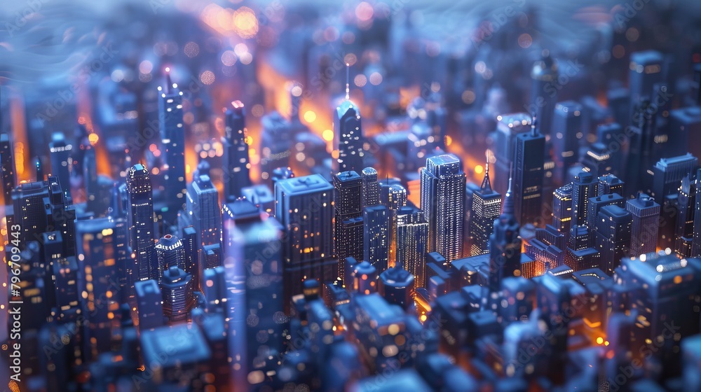 Marveling at a dreamy 3D cityscape AI generated illustration Marveling at a dreamy 3D cityscape AI generated illustration