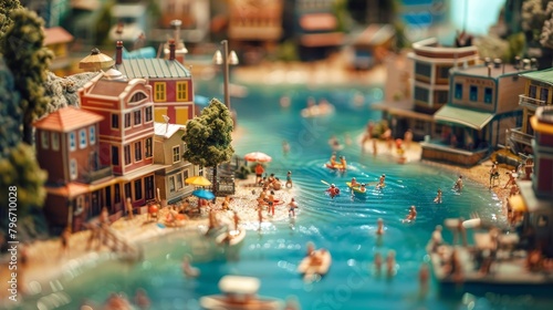 Miniature 3D dioramas of Memphis summer scenes AI generated illustration