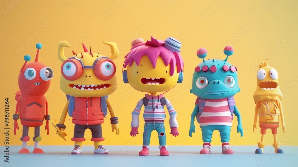 Naklejka premium Playful and charming characters AI generated illustration