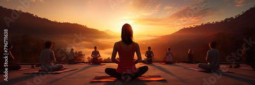 Eine spirituelle Yoga-Sitzung in der Natur bei Sonnenuntergang