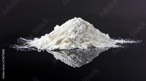Pile of pure amphetamine, speed on black surface photo