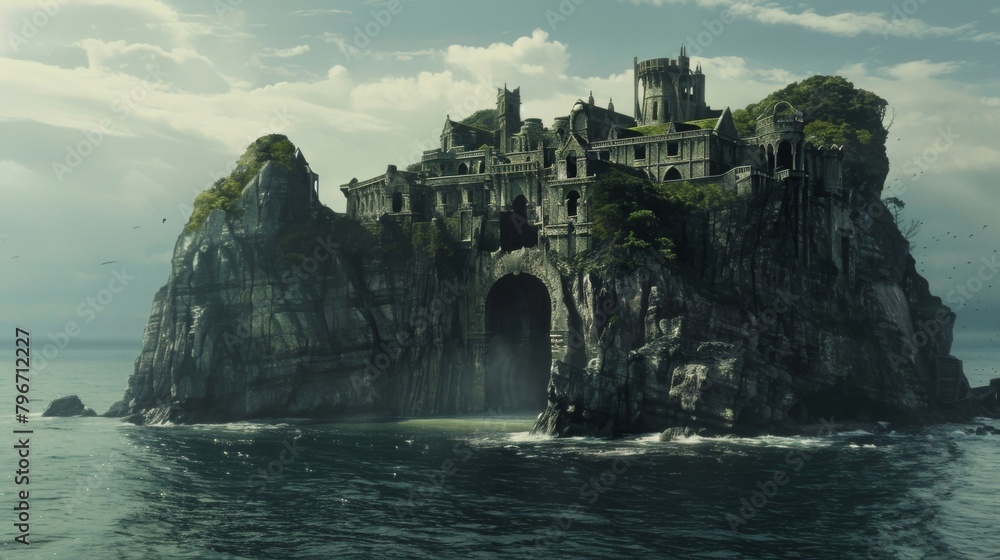 On a remote island in the middle of the sea an abandoned castle perches atop a cliff. Inside shelves upon shelves of crumbling tomes . .