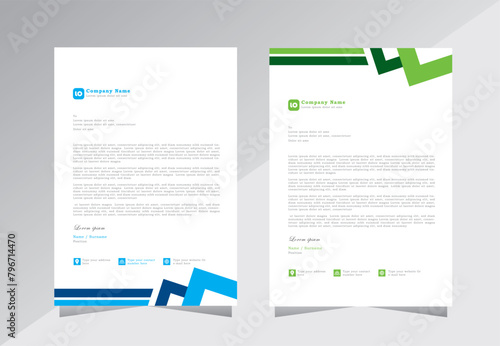 Professional Letterhead Template Set, A4 letterhead, letter head, Business letterhead design. corporate modern letterhead design template with green and blue color, Creative letterhead design,