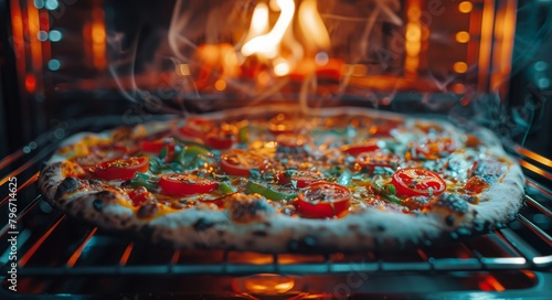 Pizza Cooking in Oven