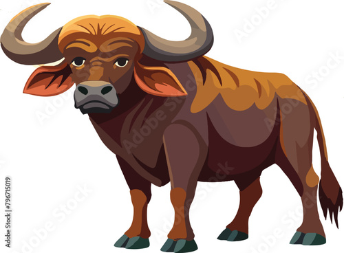 Wild cattle with large buffalo horns-