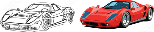 Red sports car vector illustration