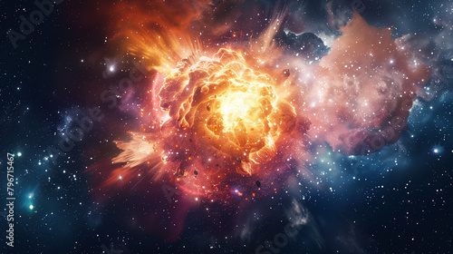 supernova explosion with burst of energy in deep space