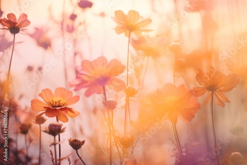 Colorful flower landscape light leaks backgrounds sunlight outdoors.