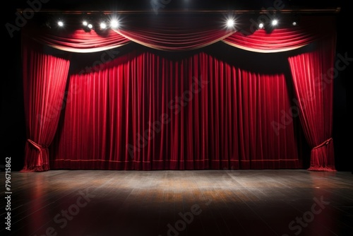 Spotlight stage curtain architecture. photo