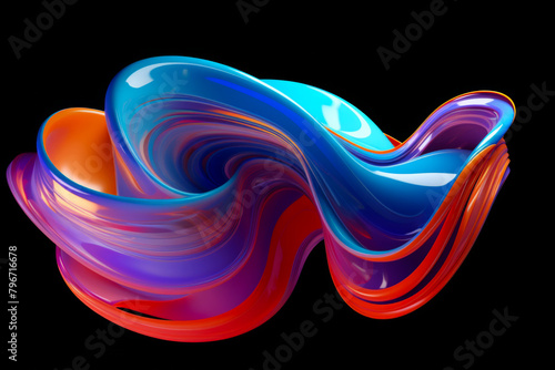 Abstract 3D distorted colourful fluid form of indefinite shape photo