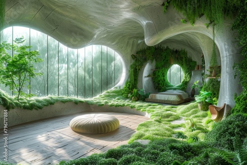 3D CG rendering of the arabic style hall inside a mosque