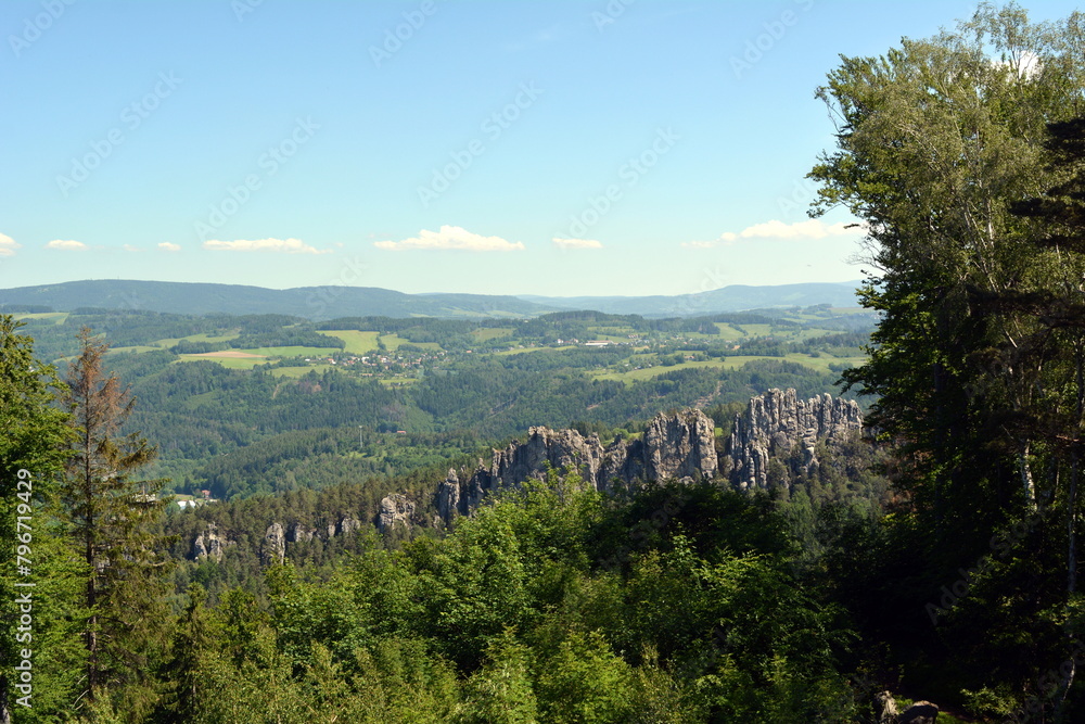 Opening of the landscape from the Beseditsky rocks in the Czech Republic