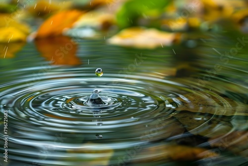 Symbolic Importance of a Water Droplet Creating Ripples in a Puddle for Individual Action and Change. Concept Symbolism  Water Droplet  Ripples  Individual Action  Change