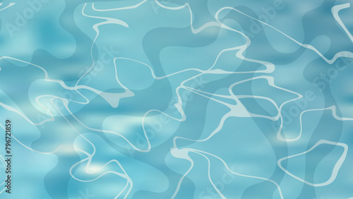Blue water ripple texture, top view. Sunlight reflection, swimming pool, ocean or sea abstract background on japanese anime style