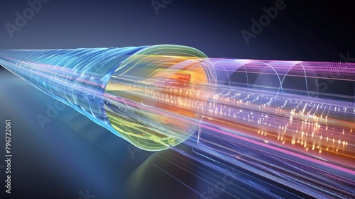 cross-sectional diagram of a multi-level optical transport network (OTN) with details of the physical, MAC and application layers photo