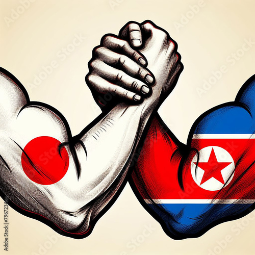 Japan vs North Korea, Asia conflict, North Korea vs Japan, Japan arm wrestling North Korea, Japan North Korea forces, Japan North Korea strength