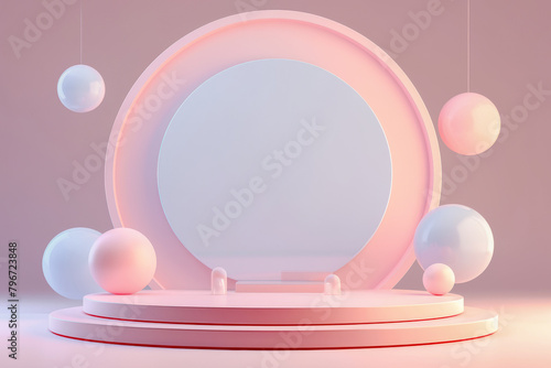 Minimalist and elegant round 3D product podium