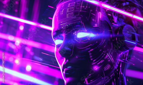 Purple sci-fi futuristic concept robot