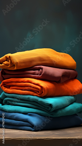Pile of colorful folded clothes