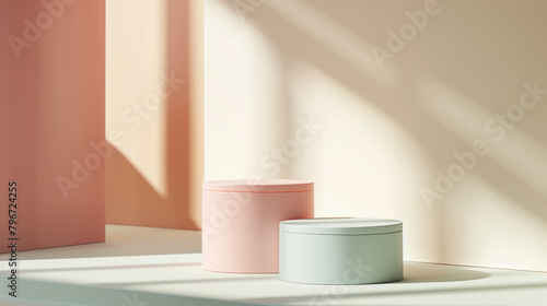 Simple pastel color round 3D product podium