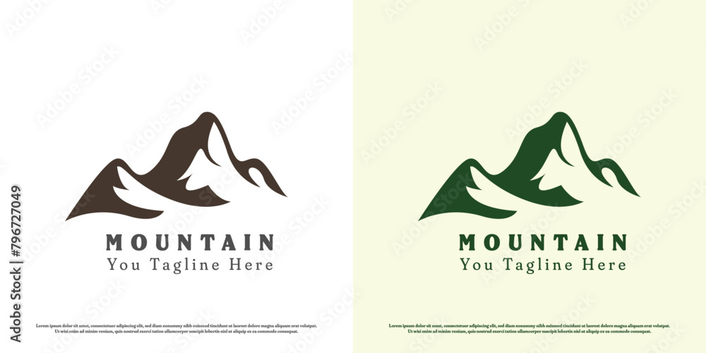 Hill mountain logo icon illustration. Simple silhouette of mountain, hill, plateau, outdoor park exploration adventure panorama view. Ground rock symbol design minimal modern old vintage abstract.