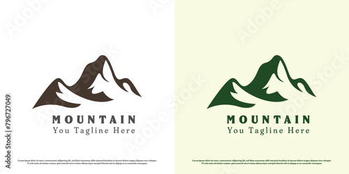 Hill mountain logo icon illustration. Simple silhouette of mountain, hill, plateau, outdoor park exploration adventure panorama view. Ground rock symbol design minimal modern old vintage abstract. photo