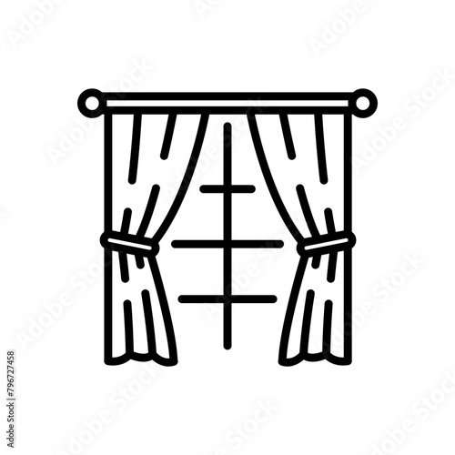 curtain icon vector in line style