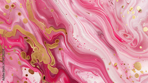 Pink and golden marbled painting