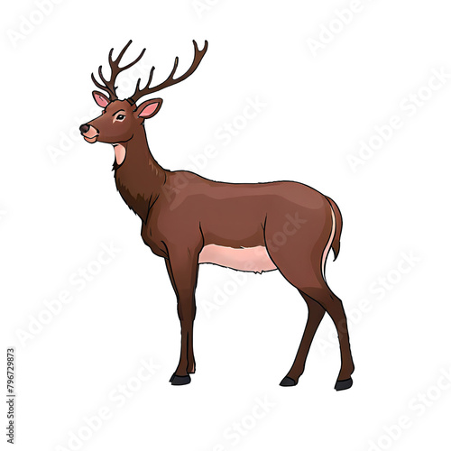 Deer Hand Drawn Cartoon Style Illustration