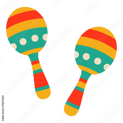 Mexican musical instrument maracas isolated on a white background