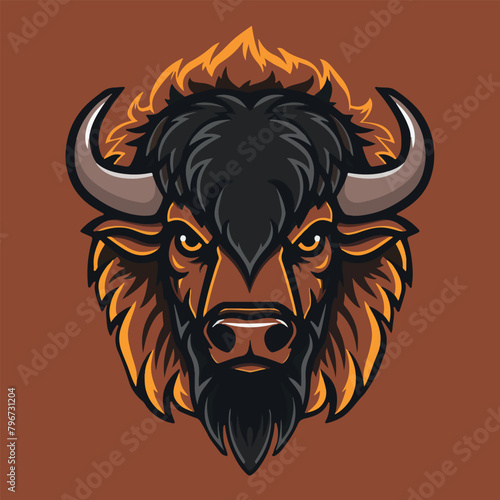 Angry bull head mascot vector illustration with isolated background