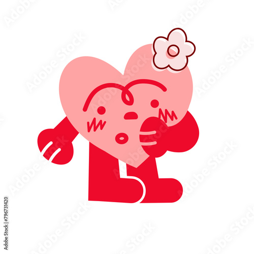 personnage en forme de cœur fleuri s'interrogeant