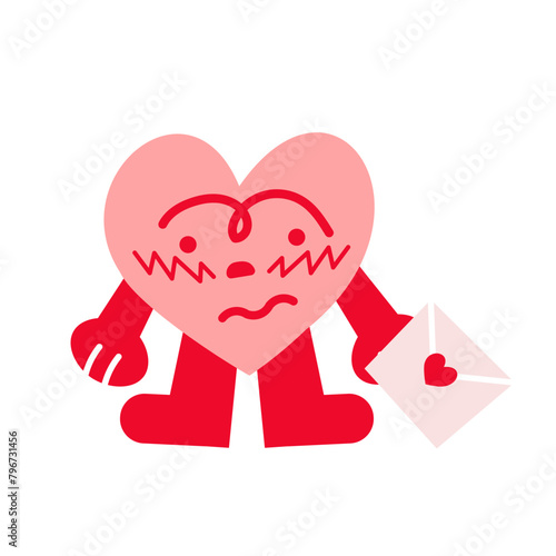 personnage en forme de cœur rougissant