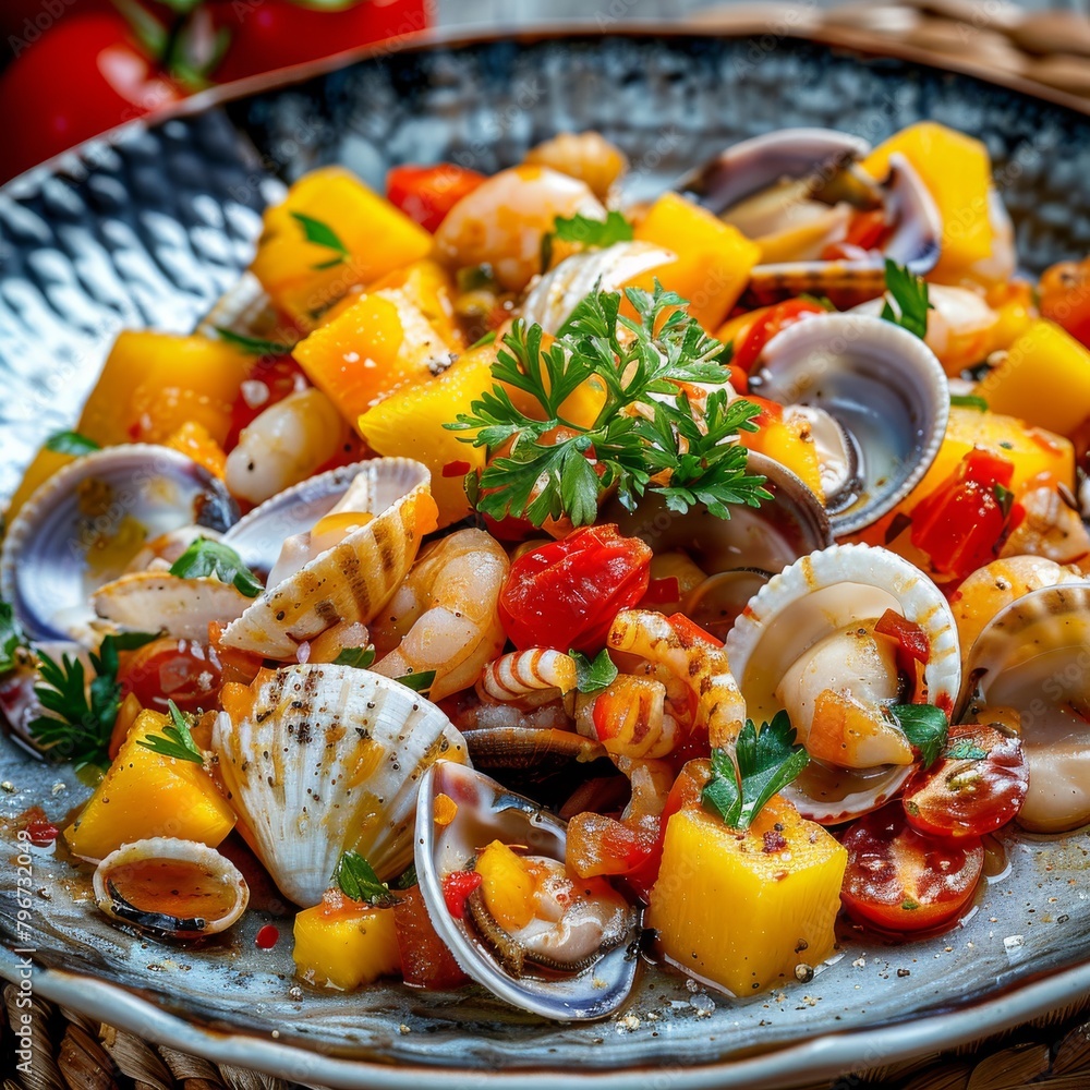 Delicacy Seafood Dish with Cooked Seashells, Bivalves or Mytilus ...