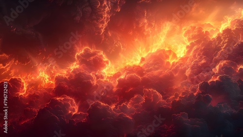 The title could be changed to: "Eerie and Spooky Scene: Dramatic Black and Red Sky with Fiery Clouds". Concept Eerie Photoshoot, Dramatic Color Scheme, Spooky Scene, Fiery Clouds, Black and Red Sky