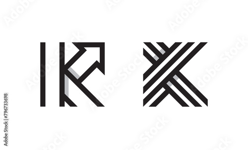 Fototapeta Naklejka Na Ścianę i Meble -  Modern Letter K monograms. Creative technology letter K logo vector marks.