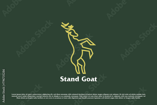 Goat body logo icon illustration. Minimal lines farm animals goats sheep horns animals village village agriculture capricorn wildlife farm. Minimal line art animal abstract geometric design symbol.
