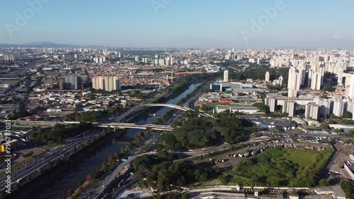 Wallpaper Mural Incredible sunset on the Tiete River in São Paulo, a drone view Torontodigital.ca