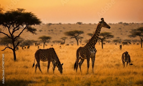 giraffe at sunset