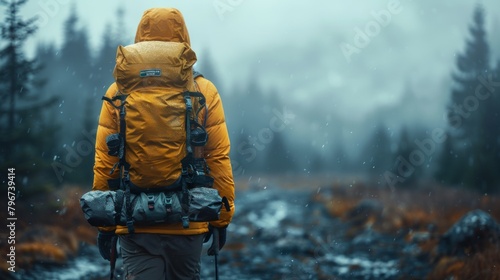 Lost in the wilderness, a lone backpacker navigates rugged terrain, guided by determination and a spirit of exploration.