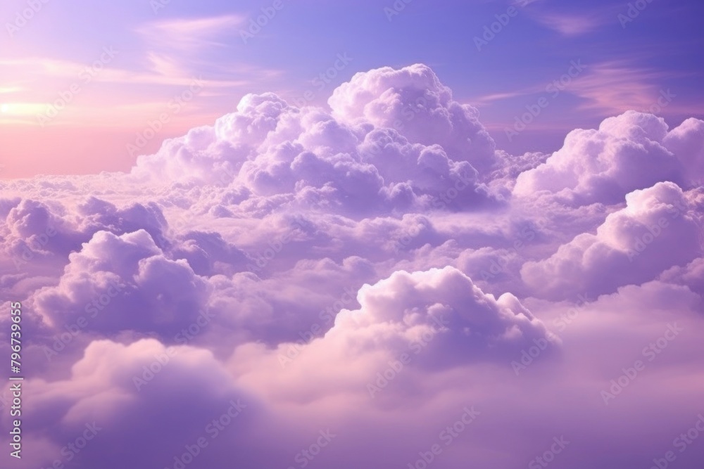 Fototapeta premium Fluffy clouds outdoors nature purple.