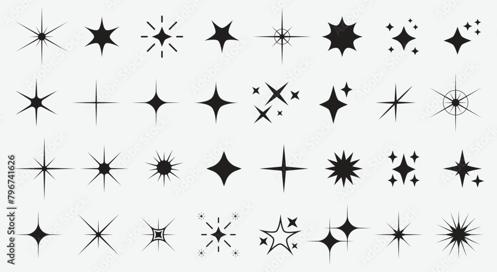 © DORORO - Set sparkle icon. Vector four-pointed star for logo, social media stories.Eps 10 © DORORO - Set sparkle icon. Vector four-pointed star for logo, social media stories.Eps 10
