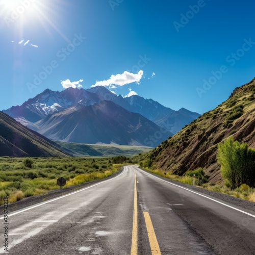 b'Road through the Andes mountains in Chile'
