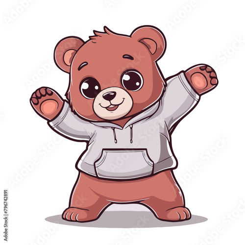 Cute Bear in Dubbing Pose Cartoon Animal Illustration Isolated Vector Illustration  EPS 10 