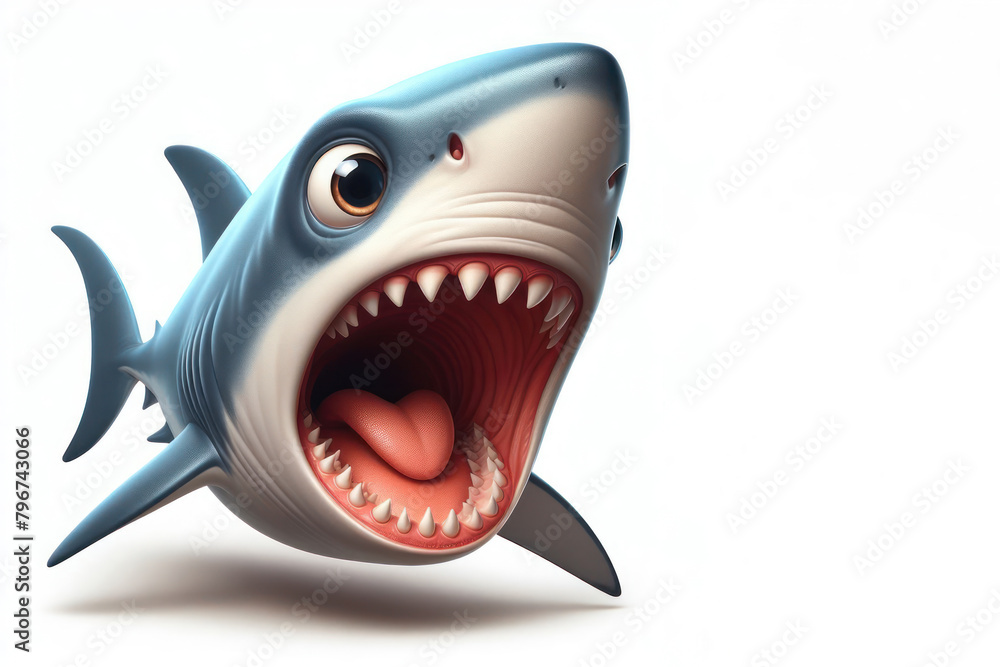 surprised amazed shark isolated on a white background surprised amazed shark isolated on a white background